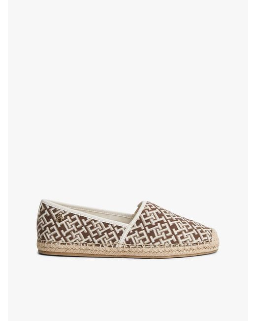 Tommy Hilfiger White Th Monogram Plaque Jacquard Espadrilles
