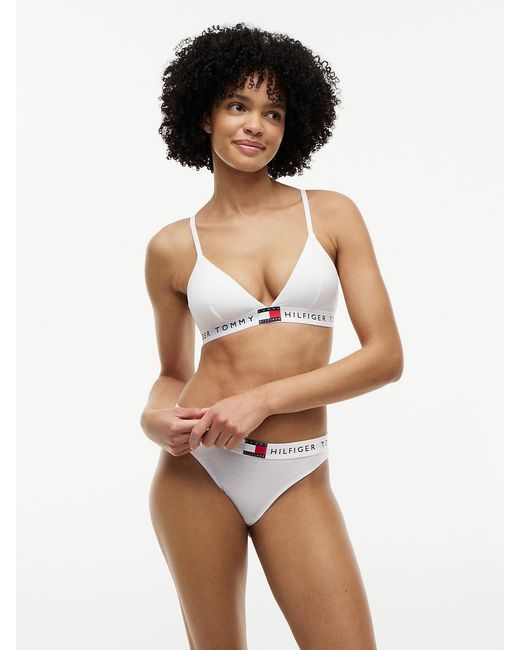 Tommy Hilfiger White Heritage Logo Removable Padding Triangle Bra