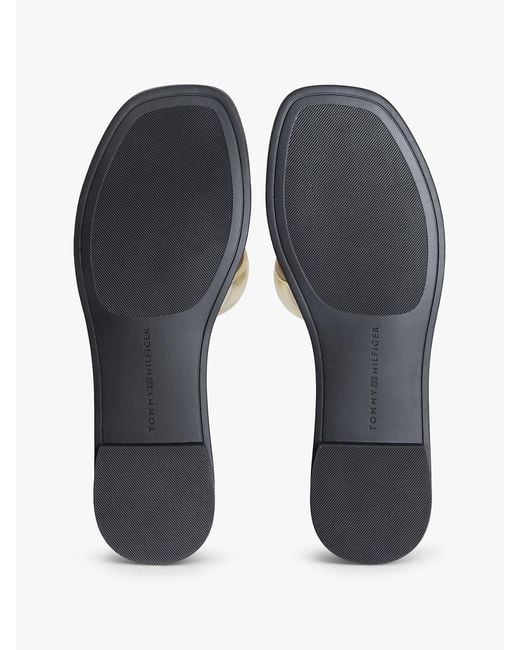 Tommy Hilfiger White Metallic Leather Slip-On Mules