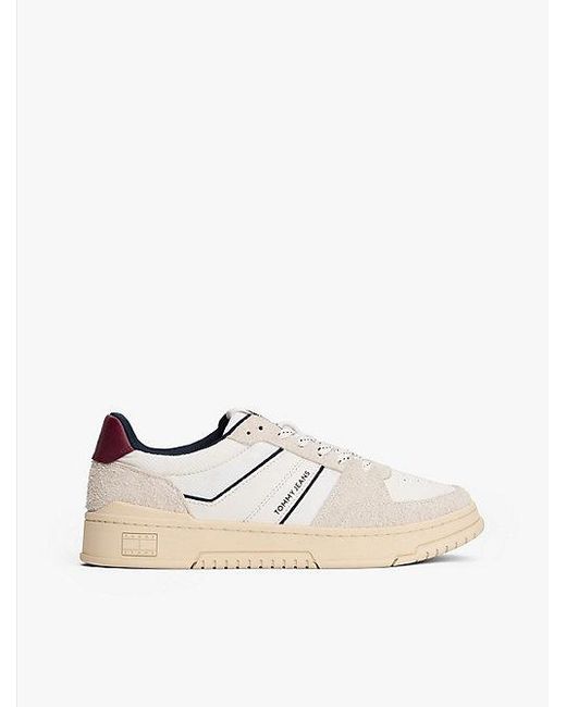 Tommy Hilfiger Cupsole-Sneaker Aus Wildleder Mit Strukturmix in White für Herren