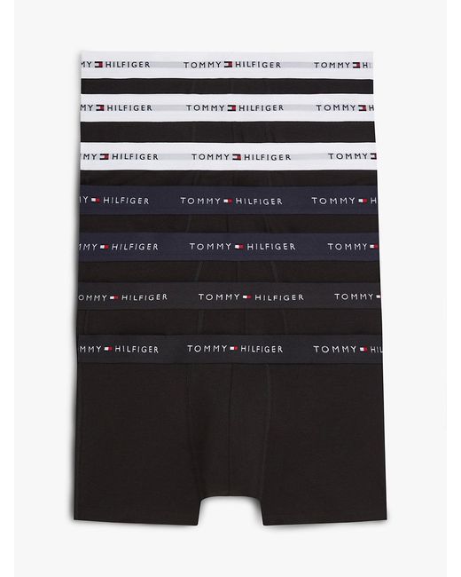 Tommy Hilfiger Blue 7-Pack Signature Logo Waistband Trunks for men