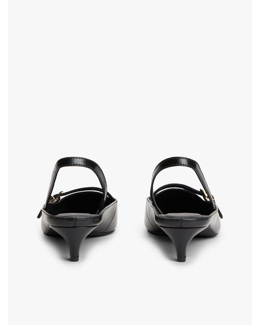 Tommy Hilfiger White Leather Kitten Heel Slingbacks