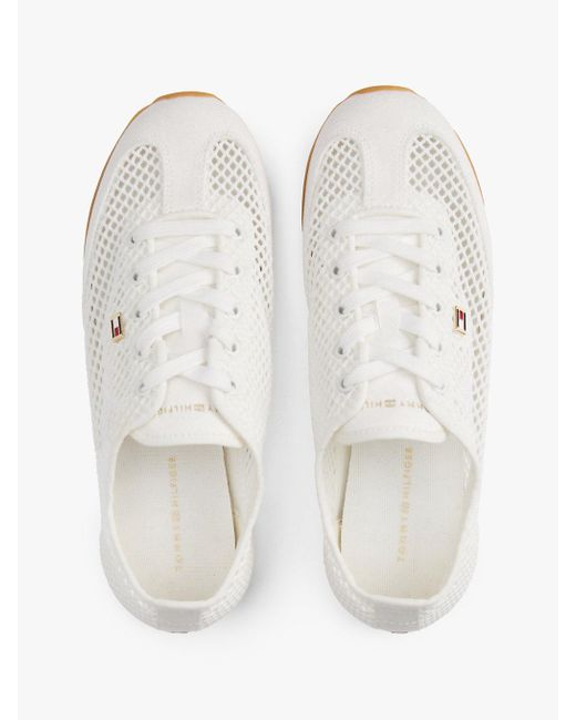 Baskets En Maille Ajourée À Drapeau En Émail Tommy Hilfiger en coloris White