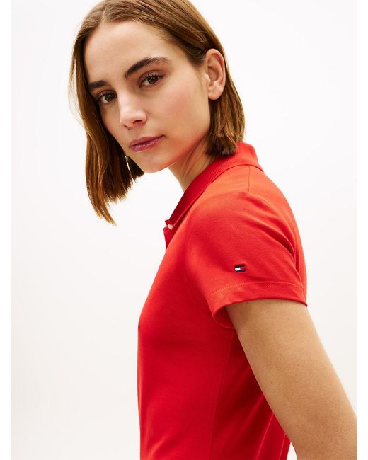 Tommy Hilfiger Red 1985 Slim Fit Logo Embroidery Polo Shirt