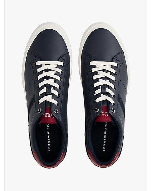 Tommy Hilfiger Leren Sneaker Met Gemengde Texturen in het White voor heren