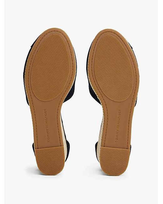 Tommy Hilfiger Canvas Espadrille Met Sleehak in het Blue