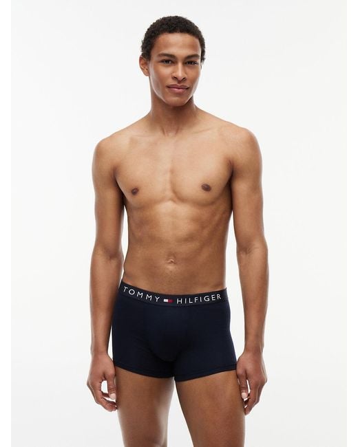 Tommy Hilfiger Blue 3-Pack Th Original Logo Waistband Trunks for men