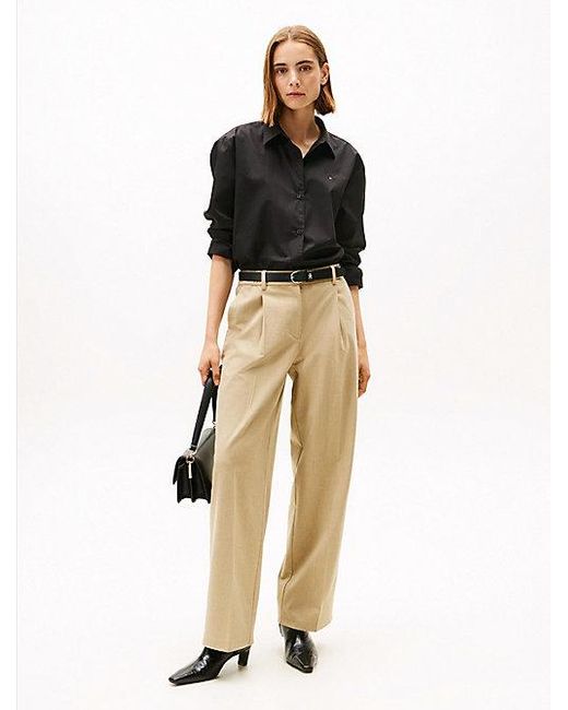 Tommy Hilfiger Black Oversized Fit Hemd Aus Popeline