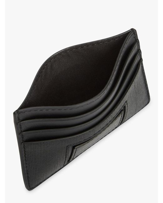 Tommy Hilfiger Black Leather Caviar Grain Card Holder for men