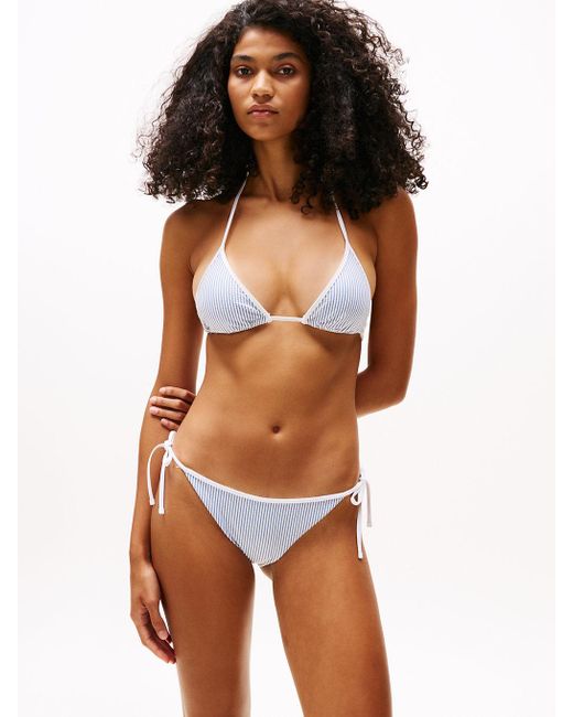 Haut De Bikini Triangle À Texture Côtelée Tommy Hilfiger en coloris Gray