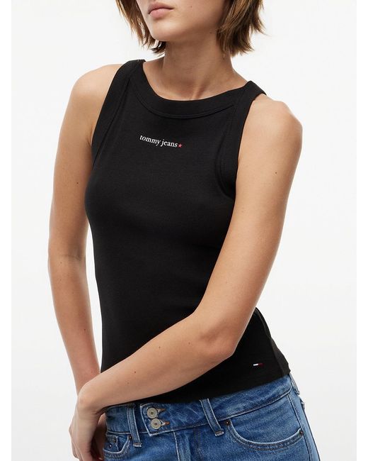Tommy Hilfiger Blue Logo Ribbed Slim Tank Top