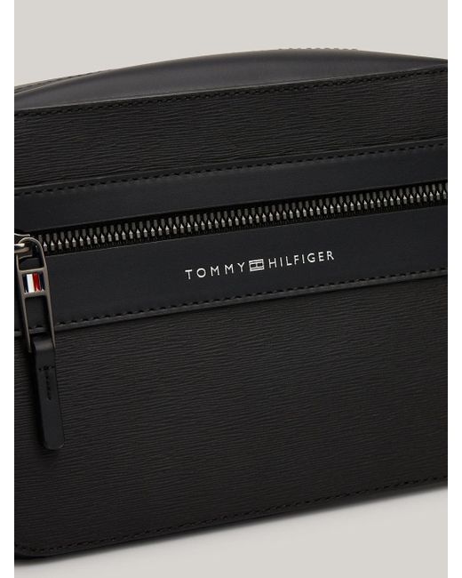 Tommy Hilfiger Black Premium Business Leather Washbag for men