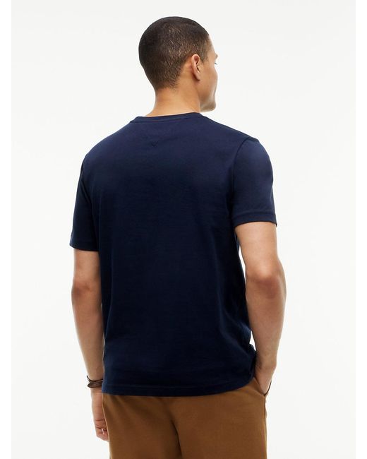 Tommy Hilfiger Blue Logo Embroidery Insert T-Shirt for men