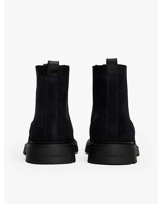 Tommy Hilfiger Lichtgewicht Suède Chelsea Boots in het Black voor heren