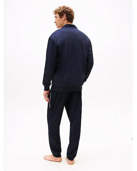 Tommy Hilfiger Original Loungesweatshirt Met Rits En Logo in het Blue voor heren