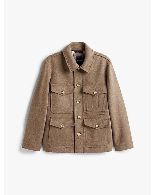 Tommy Hilfiger Utility Shirtjack Van Wolmix in het Brown voor heren