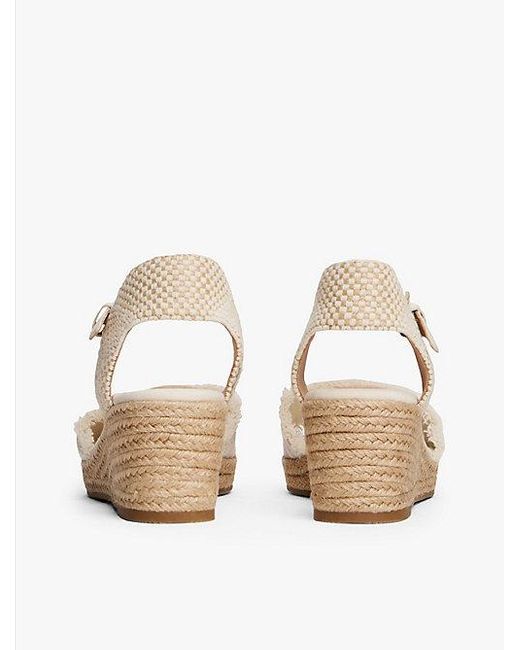 Tommy Hilfiger Natural Canvas-Sandale Mit Keilabsatz Und Fransen
