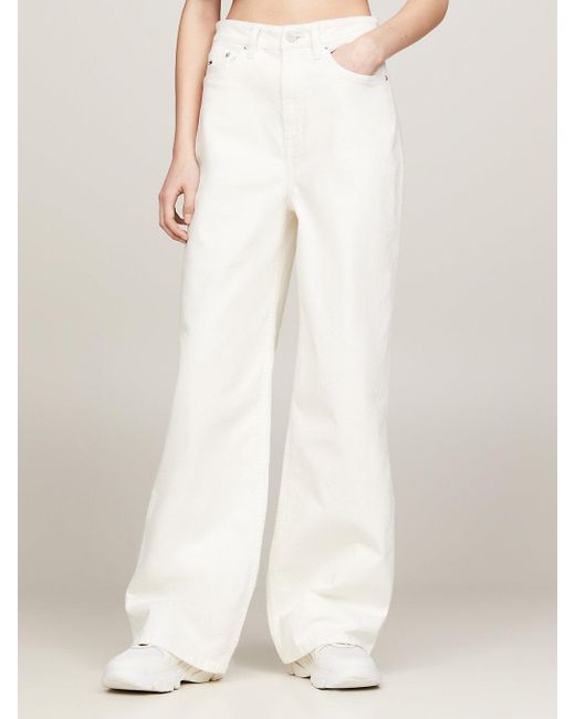 Tommy Hilfiger White High Rise Wide Leg Jeans