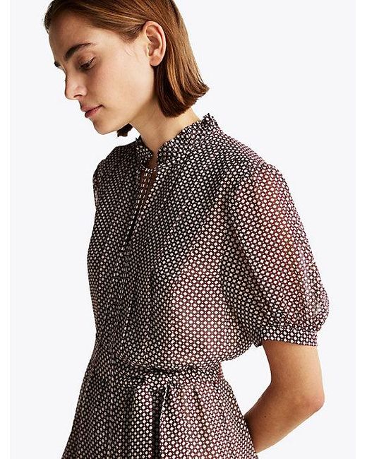 Tommy Hilfiger Fit-And-Flare Jurk Met Print En Plooien in het Multicolor