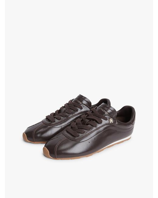 Tommy Hilfiger White Th Monogram Plaque Leather Trainers