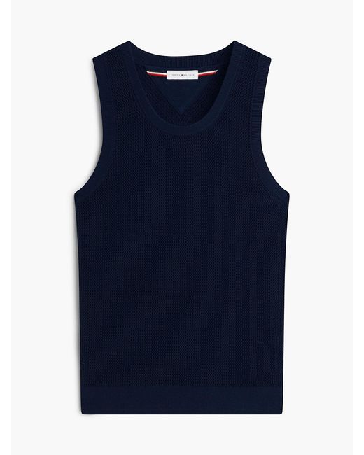 Tommy Hilfiger Blue Relaxed Knitted Structured Tank Top for men