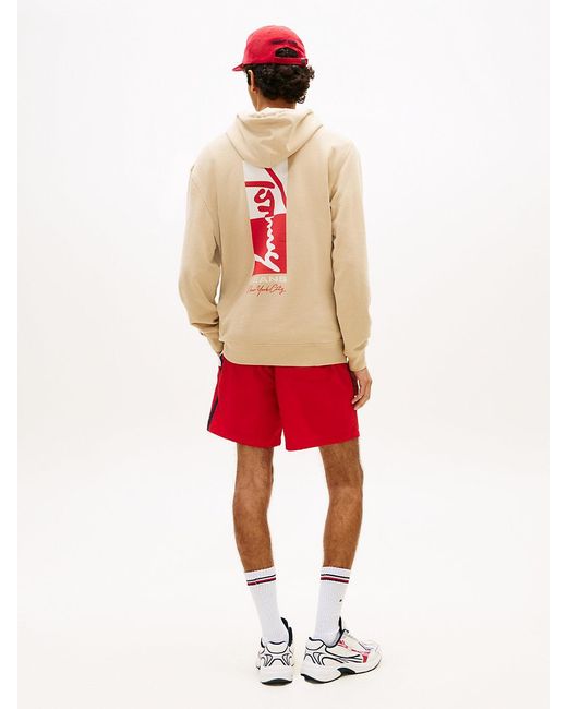 Tommy Hilfiger Natural Signature Back Logo Terry Drawstring Hoody for men