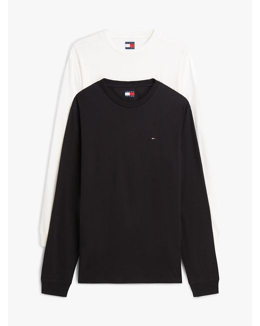 Tommy Hilfiger Black 2-pack Tommy Flag Slim Long Sleeve T-shirts for men