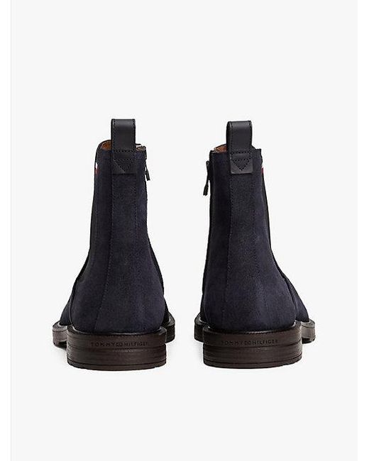 Tommy Hilfiger Suède Chelsea Boot Met Profielzool in het Blue voor heren