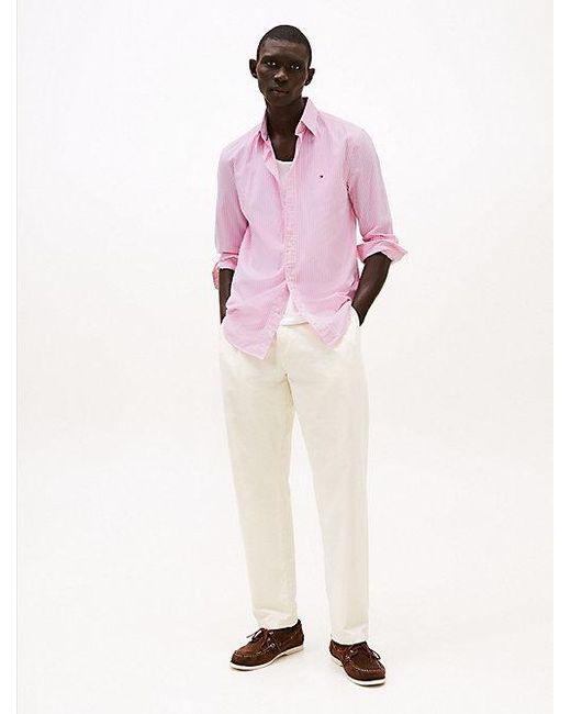 Camisa De Rayas Con Corte Regular Tommy Hilfiger de hombre de color Pink