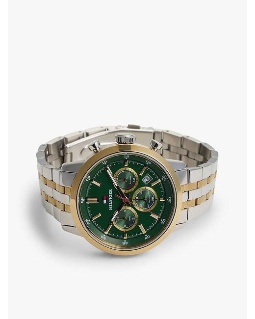 Tommy Hilfiger Green Dial Two-Tone Chronograph Watch for men