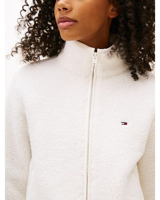 Tommy Hilfiger White Teddy Fleece Zip-Thru Jacket