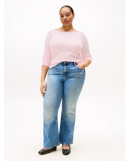 Pullover Curve Sottile Con Scollatura A Barca di Tommy Hilfiger in Pink