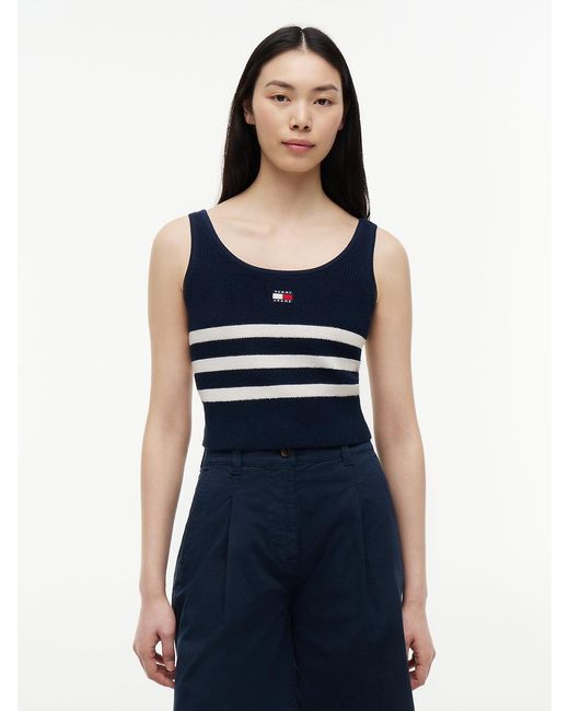 Tommy Hilfiger Blue Tommy Badge Stripe Knit Tank Top