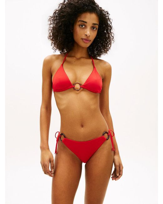 Tommy Hilfiger Red Tortoiseshell Ring Slim Triangle Bikini Top