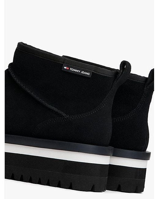 Tommy Hilfiger Suède Snowboot Met Plateauzool in het Black