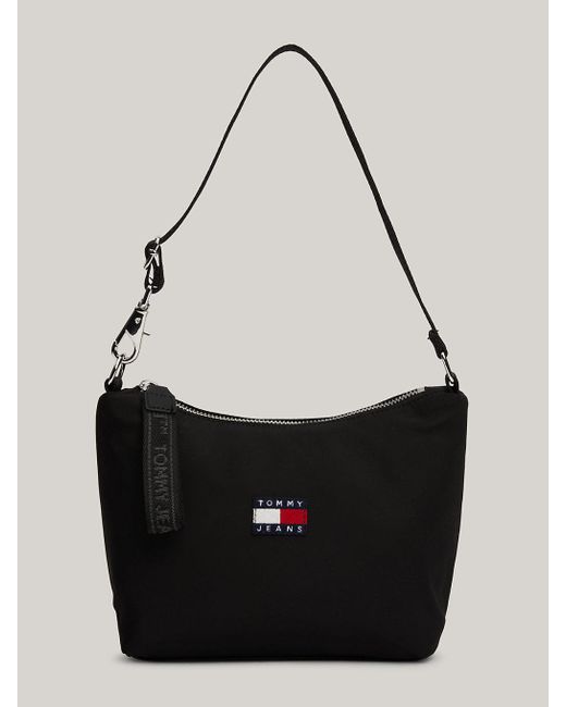Tommy Hilfiger Black Heritage Logo Patch Repreve® Shoulder Bag