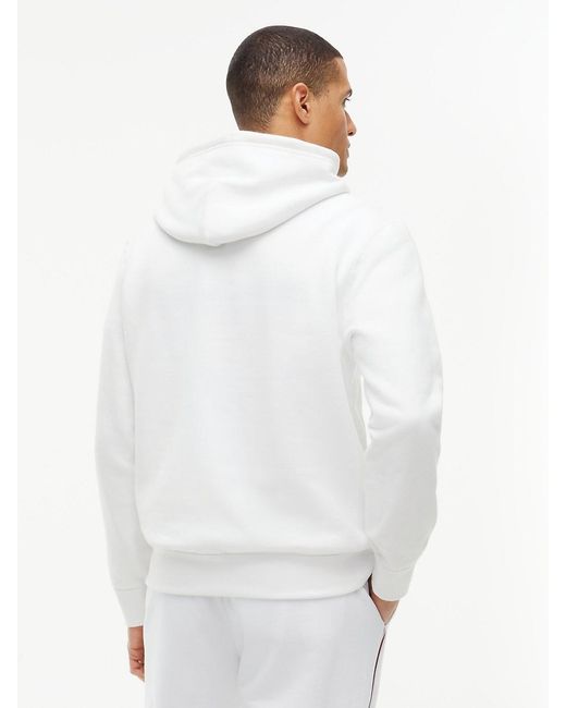 Tommy Hilfiger White Fleece Drawstring Hoody for men