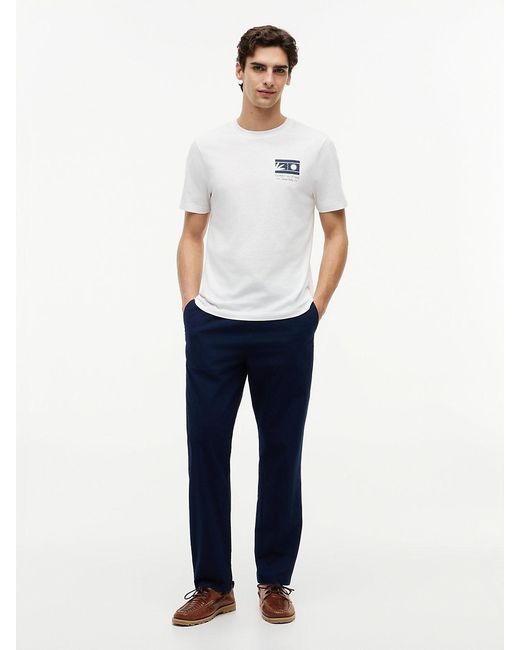 Tommy Hilfiger White Logo Graphic Jersey Crew Neck T-Shirt for men