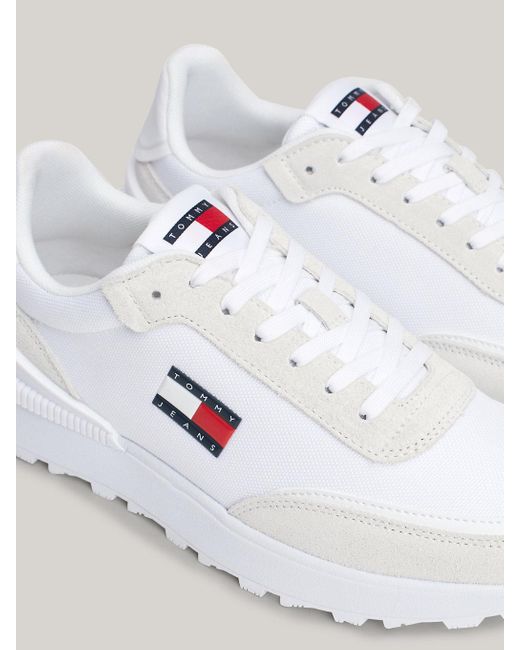 Tommy Hilfiger White Essential Mixed Texture Cleat Runner Trainers