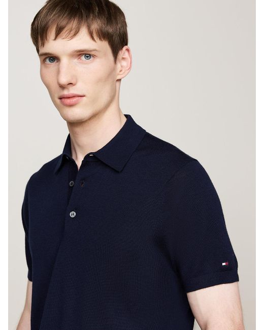 Tommy Hilfiger Blue Smart Casual Pure Wool Polo Shirt for men