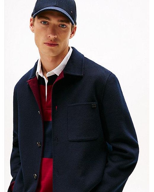 Tommy Hilfiger Smart Casual Shirtjack Van Wolmix in het Blue voor heren