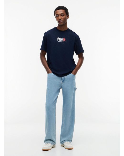 Tommy Hilfiger Blue Back Repeat Crest Logo Relaxed T-Shirt for men
