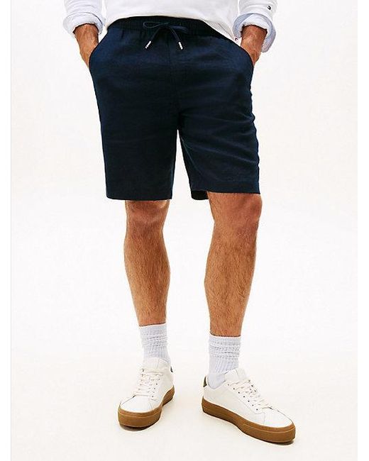Tommy Hilfiger Harlem Relaxed Fit Short Van Linnenmix in het Blue voor heren