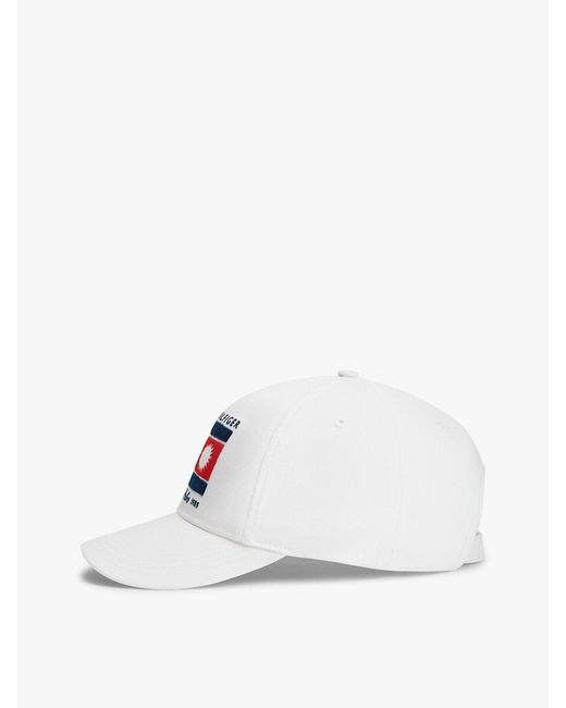Tommy Hilfiger White Graphic Embroidery Six-Panel Baseball Cap for men