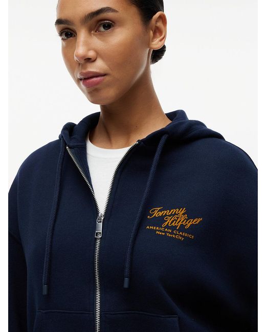 Tommy Hilfiger Blue Terry Relaxed Zip-Thru Hoody