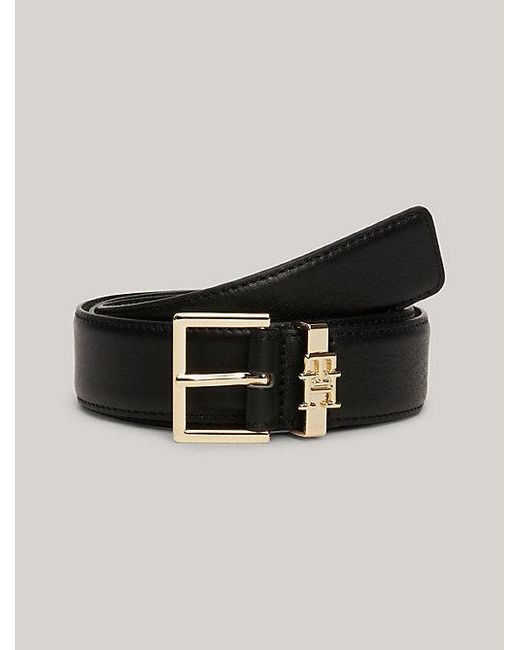 Tommy Hilfiger Black Ledergürtel mit TH-Monogramm