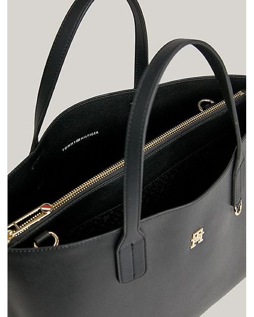 Bolso satchel Iconic con bandolera extraíble Tommy Hilfiger de color Black