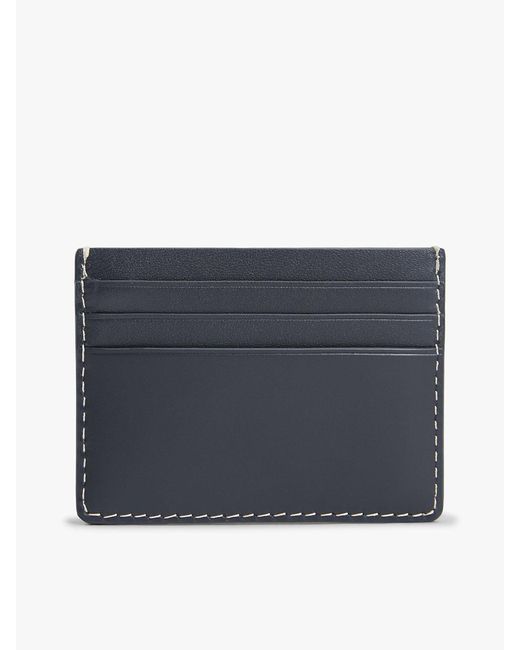 Tommy Hilfiger Gray Embossed Flag Leather Credit Card Holder for men