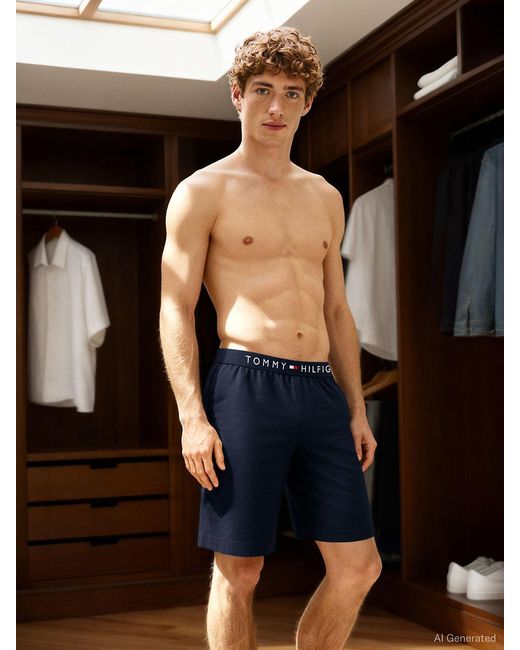 Tommy Hilfiger Blue Jersey Logo Shorts for men