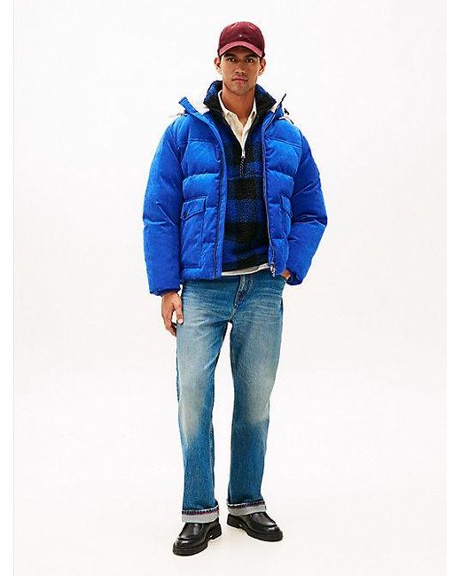 Tommy Hilfiger Puffer-Jacke Aus Cord Mit Daunen Und Kapuze in Blue für Herren